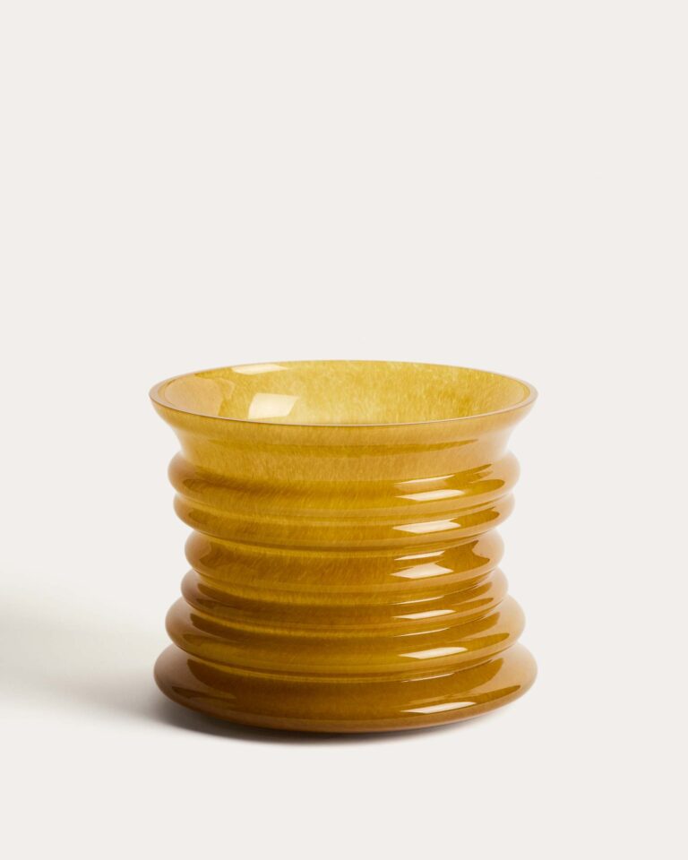 Jarrón Ambere de vidrio amarillo 20 cm