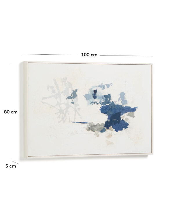 Cuadro abstracto Erale gris y azul pintado a mano 60 x 90 cm