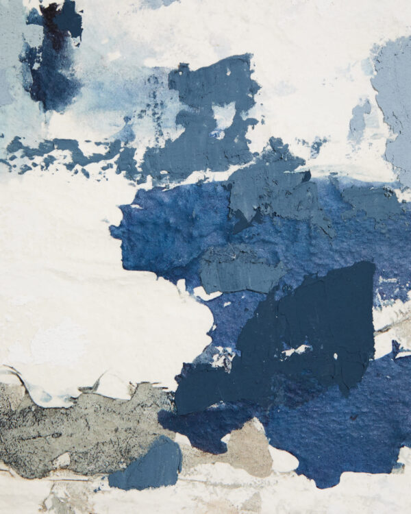 Cuadro abstracto Erale gris y azul pintado a mano 60 x 90 cm