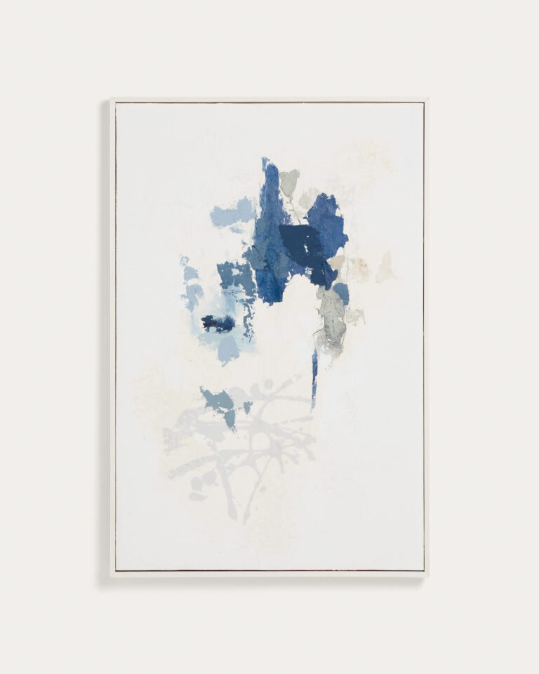 Cuadro abstracto Erale gris y azul pintado a mano 60 x 90 cm