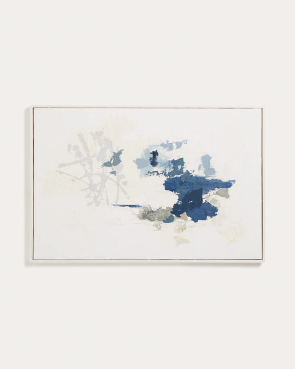 Cuadro abstracto Erale gris y azul pintado a mano 60 x 90 cm