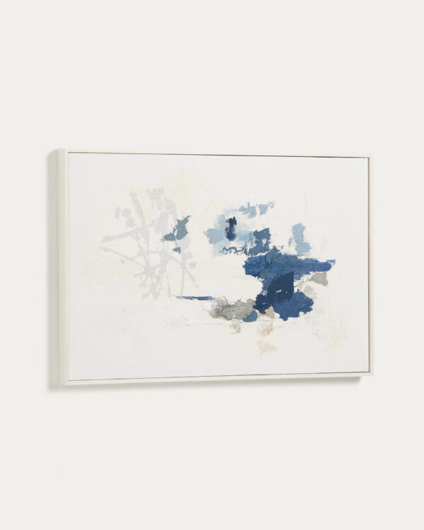 Cuadro abstracto Erale gris y azul pintado a mano 60 x 90 cm