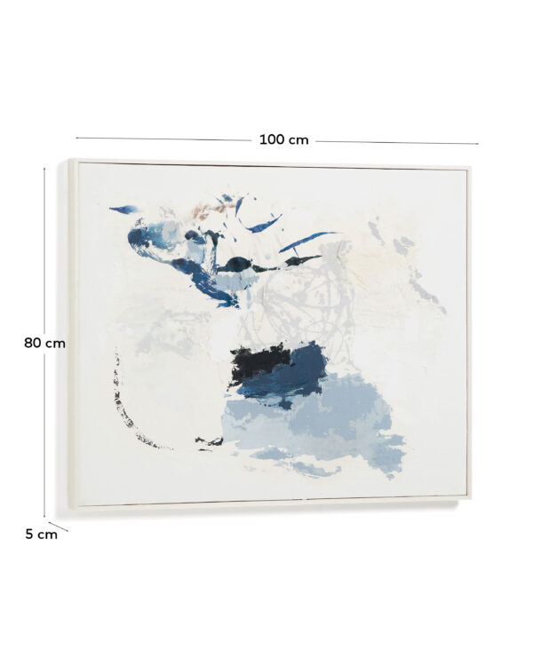 Cuadro abstracto Erale gris y azul pintado a mano 80 x 100 cm