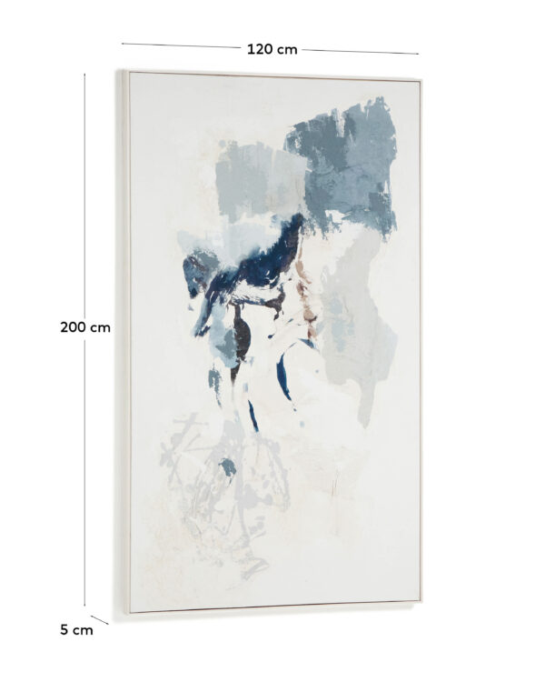 Cuadro abstracto Erale gris y azul pintado a mano 120 x 200 cm