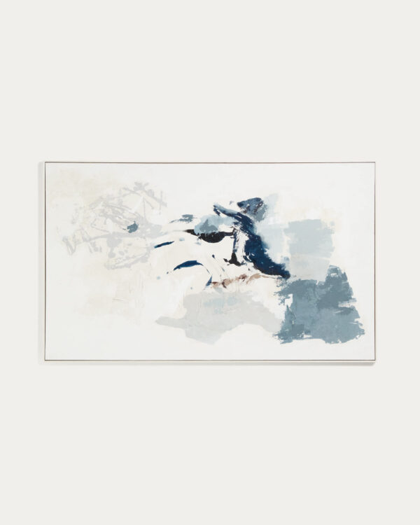 Cuadro abstracto Erale gris y azul pintado a mano 120 x 200 cm