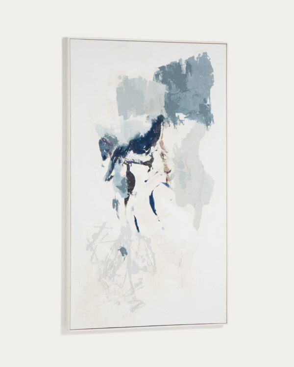 Cuadro abstracto Erale gris y azul pintado a mano 120 x 200 cm