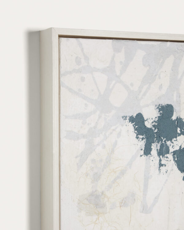 Cuadro abstracto Erale gris y azul pintado a mano 47 x 182 cm