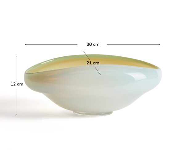 Centro de mesa Nodila de vidrio blanco 30 x 21 cm
