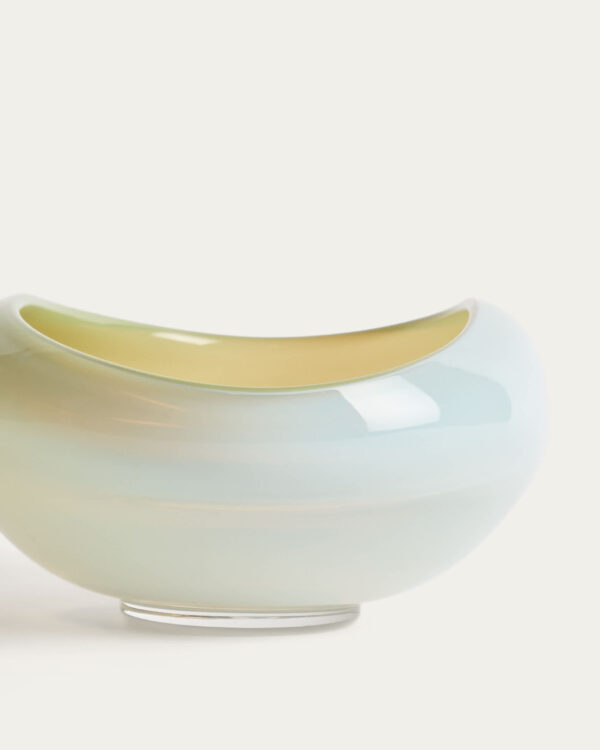 Centro de mesa Nodila de vidrio blanco 30 x 21 cm