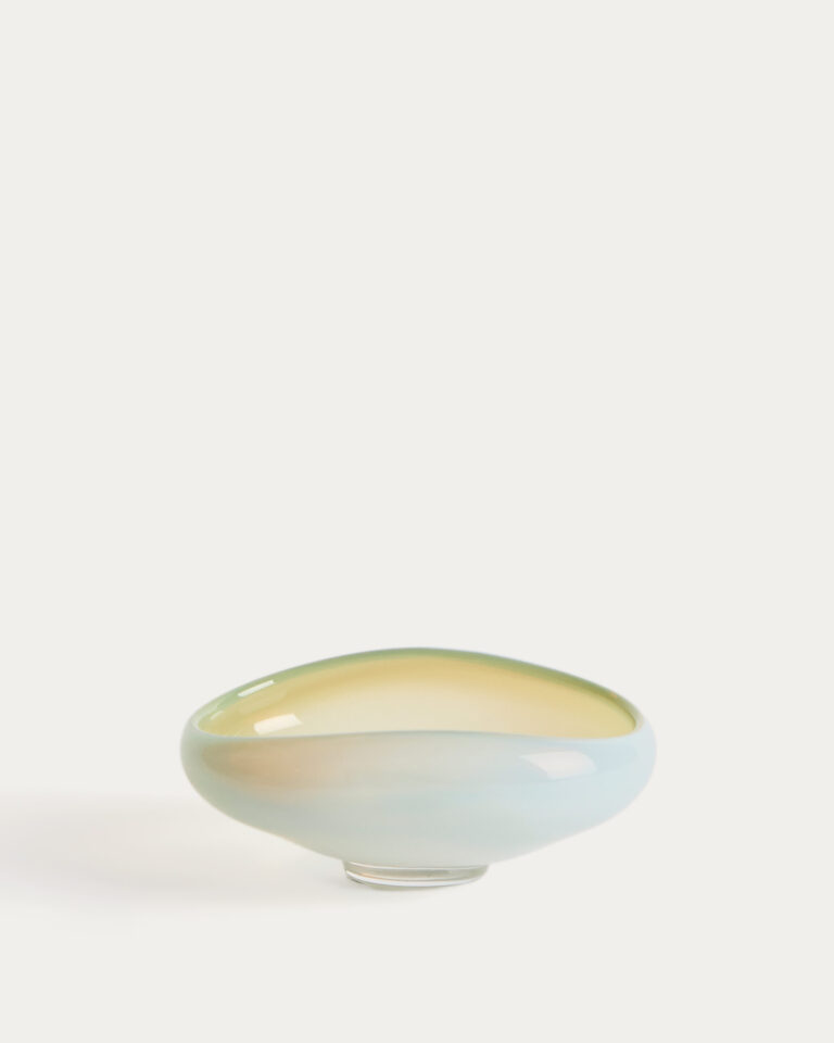 Centro de mesa Nodila de vidrio blanco 19 x 14 cm