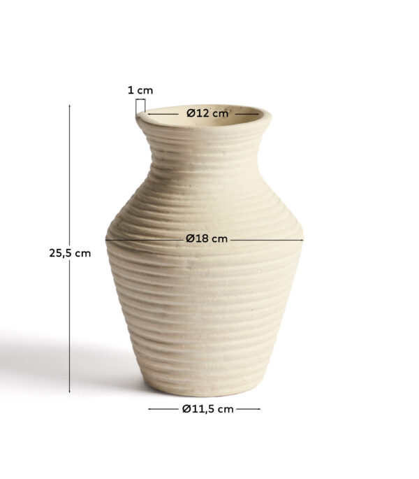 Jarrón Pria de papel maché beige 25 cm