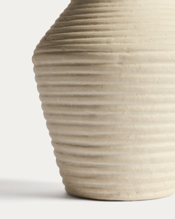 Jarrón Pria de papel maché beige 25 cm