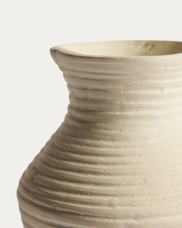 Jarrón Pria de papel maché beige 25 cm
