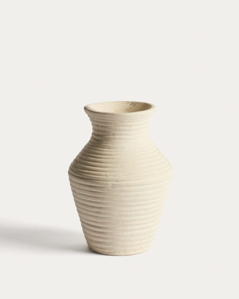 Jarrón Pria de papel maché beige 25 cm