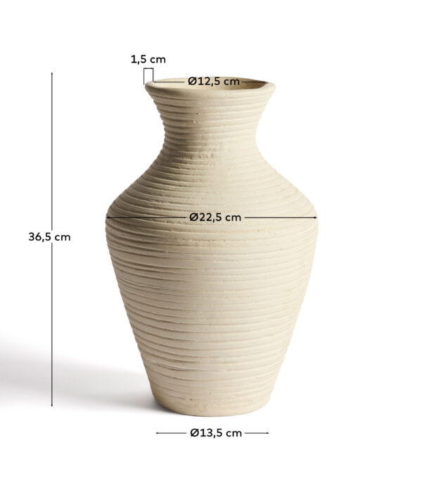 Jarrón Pria de papel maché beige 36 cm