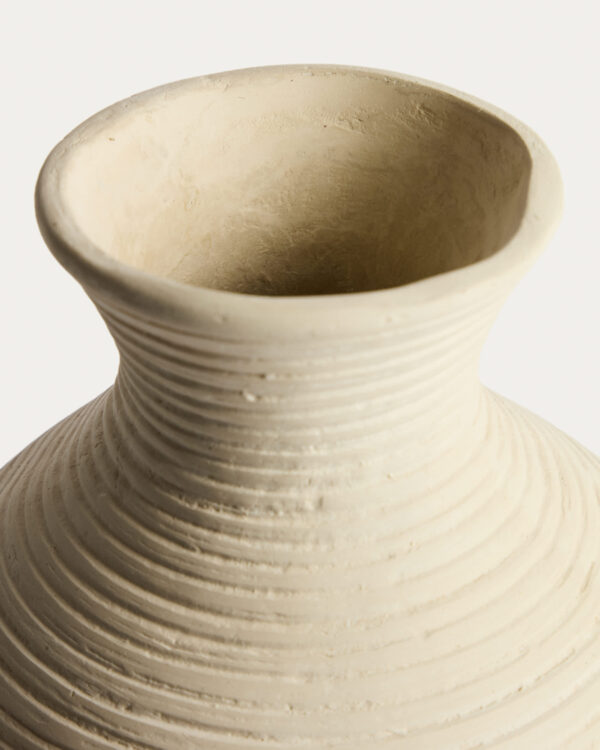 Jarrón Pria de papel maché beige 36 cm