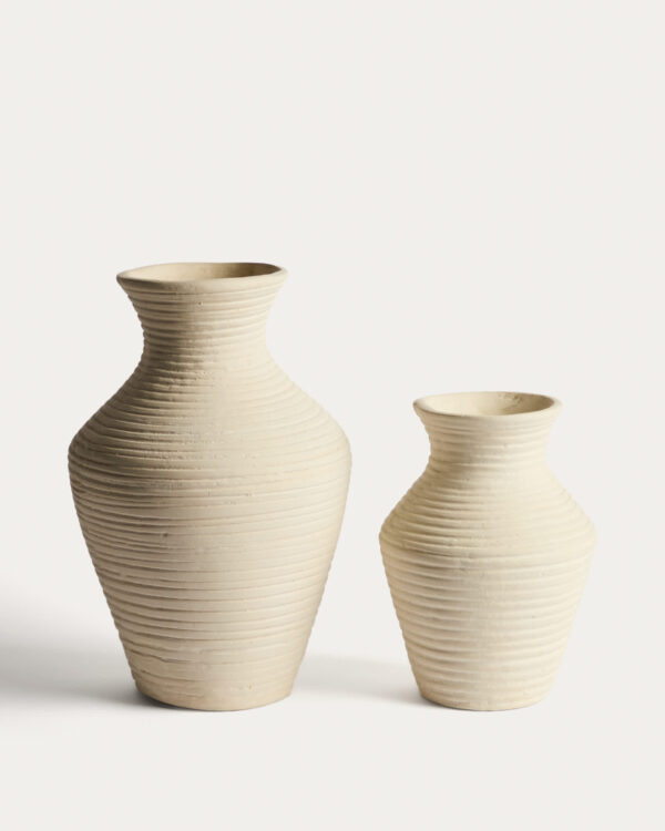 Jarrón Pria de papel maché beige 36 cm