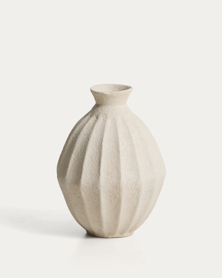 Jarrón Arquena de papel maché beige 46 cm