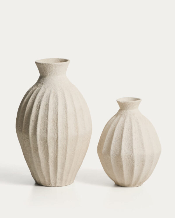 Jarrón Arquena de papel maché beige 46 cm