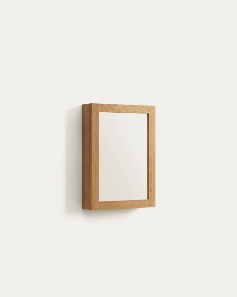 Armario con espejo de baño Plubia de madera maciza de teca 50 x 70 cm