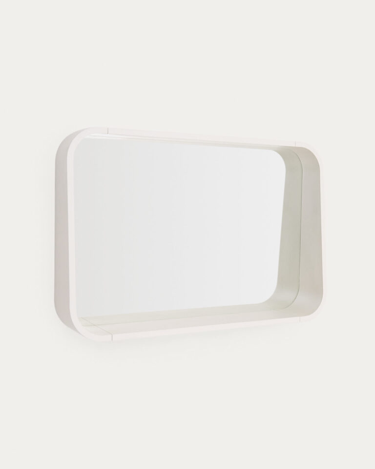 Espejo Salaya de madera contrachapada de fresno con acabado lacado beige 90 x 60 cm