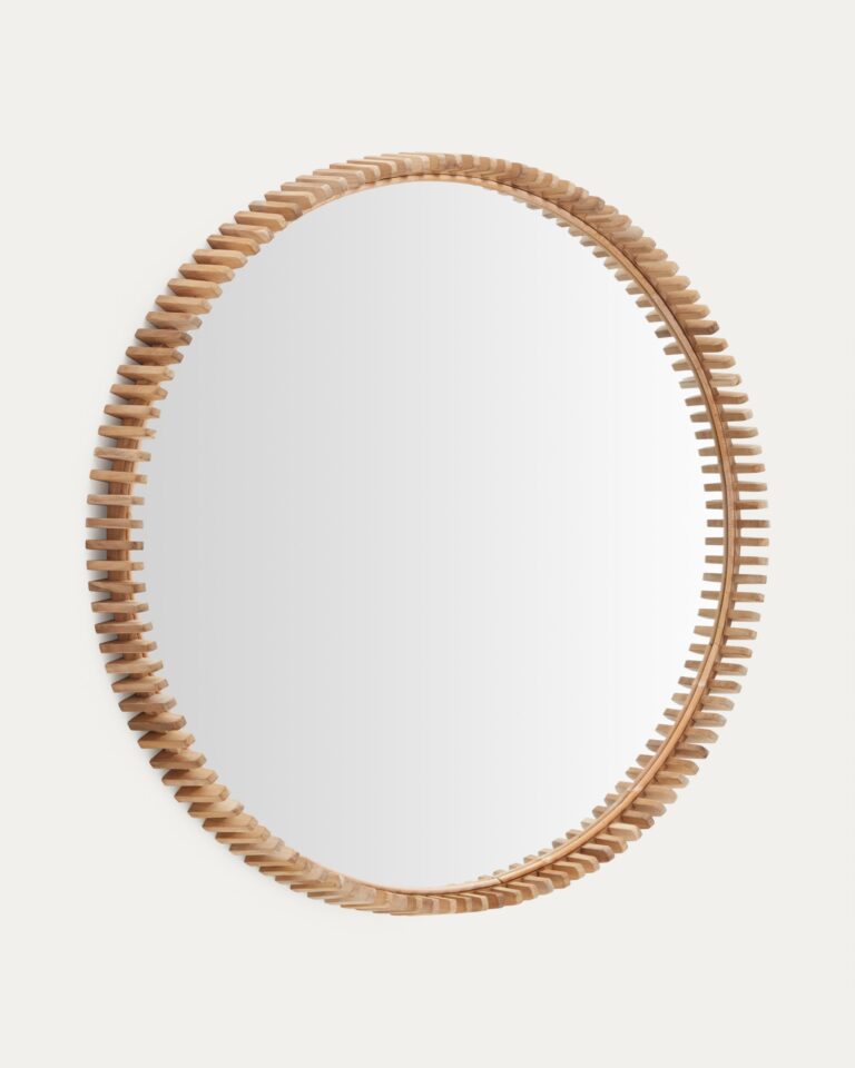 Espejo Polke de madera de teca Ø 100 cm