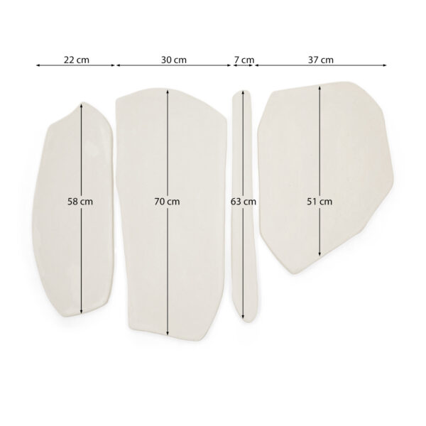Set de 4 paneles murales Siluna de papel maché blanco