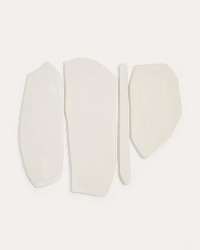 Set de 4 paneles murales Siluna de papel maché blanco