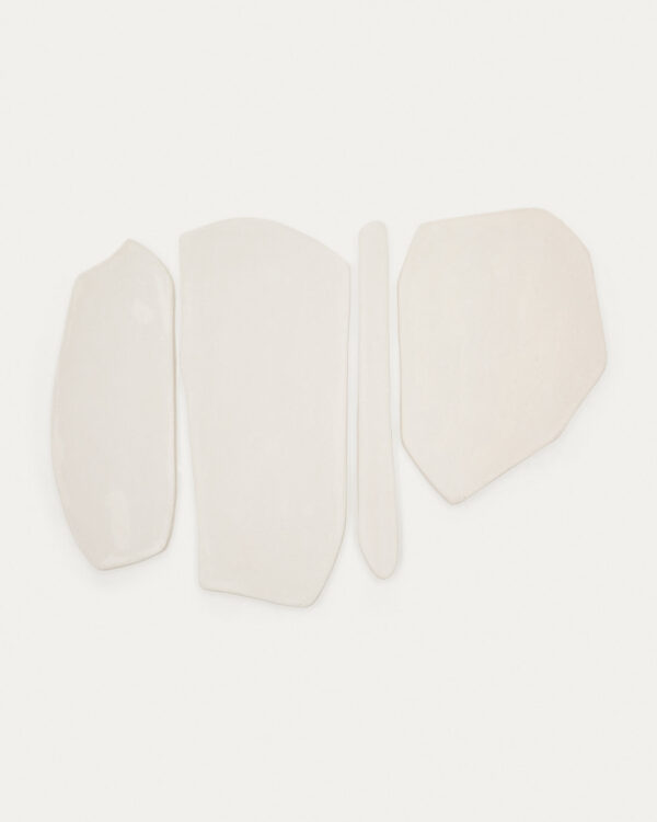 Set de 4 paneles murales Siluna de papel maché blanco