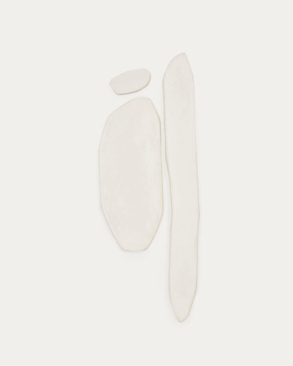 Set de 3 paneles murales alargado Siluna de papel maché blanco