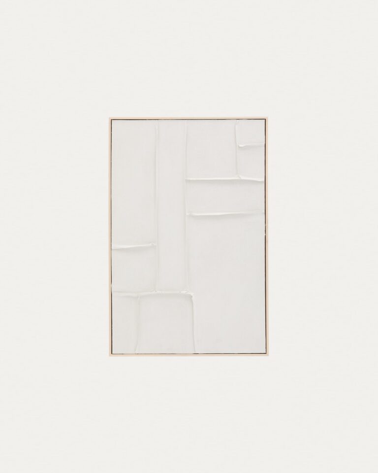 Cuadro Klis de lino con formas geométricas blanco 60 x 90 cm