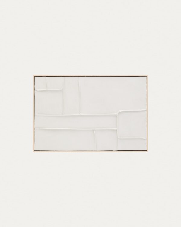 Cuadro Klis de lino con formas geométricas blanco 60 x 90 cm
