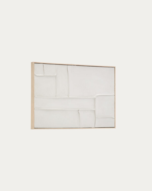 Cuadro Klis de lino con formas geométricas blanco 60 x 90 cm