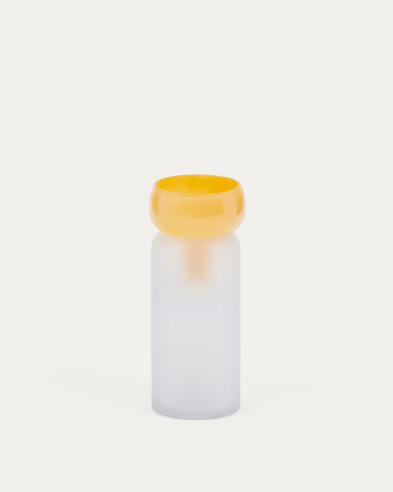 Jarrón Kelse de vidrio transparente y naranja 30,5 cm