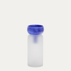 Jarrón Kelse de vidrio transparente y azul 30,5 cm