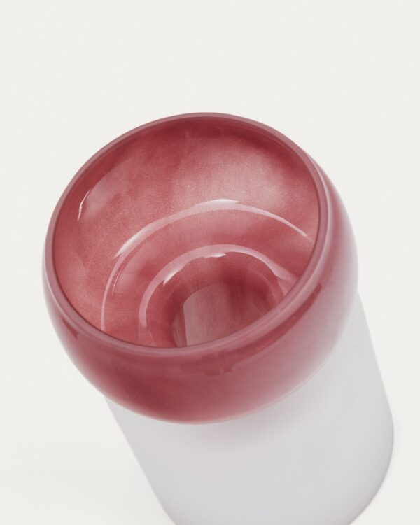 Jarrón Kelse de vidrio transparente y rosa 19 cm
