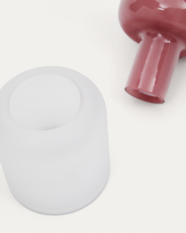 Jarrón Kelse de vidrio transparente y rosa 19 cm