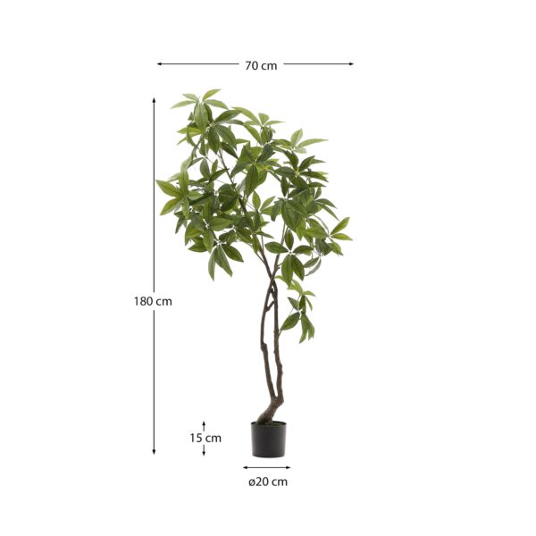 Árbol artificial Pachira con maceta negra 180 cm