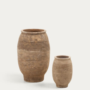 Set Llonga de 2 maceteros de terracota con acabado natural Ø 54 / 32 cm