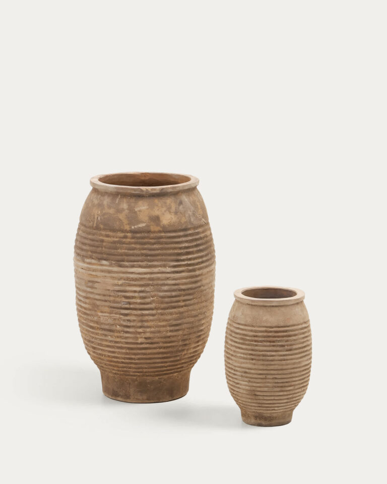 Set Llonga de 2 maceteros de terracota con acabado natural Ø 54 / 32 cm