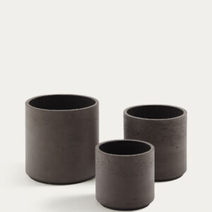 Set Sintina de 3 maceteros de cemento y fibra de vidrio gris Ø 23 cm / Ø 27,5 cm / 32 cm