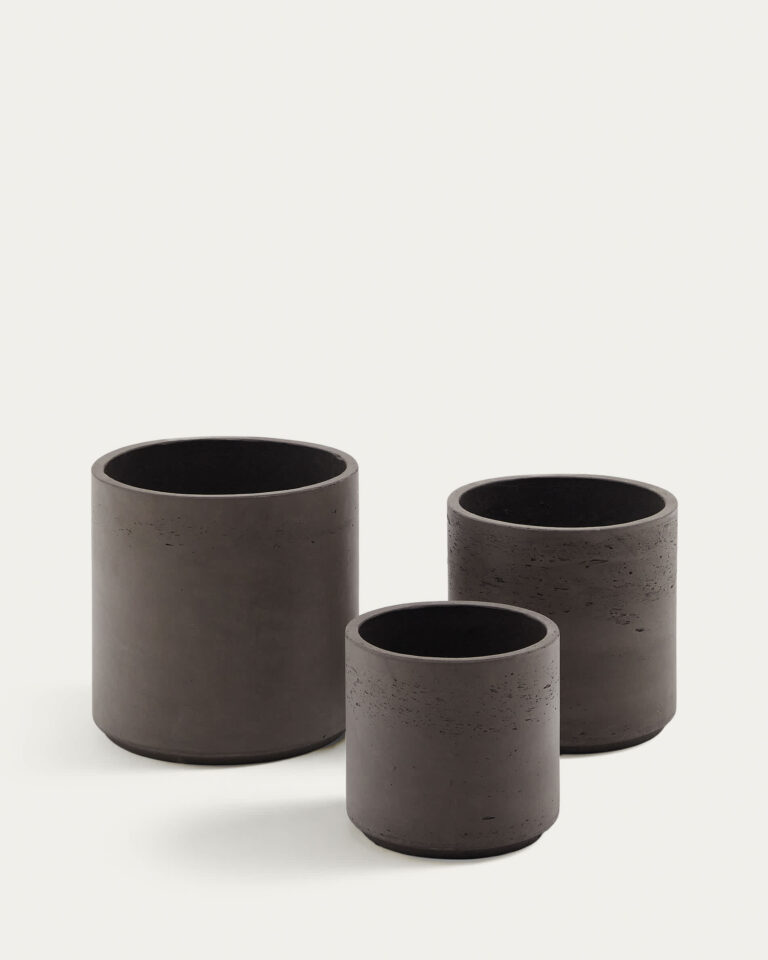 Set Sintina de 3 maceteros de cemento y fibra de vidrio gris Ø 23 cm / Ø 27,5 cm / 32 cm