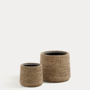 Set Sigal de 2 maceteros de cemento con acabado natural Ø 24 cm / Ø 31 cm