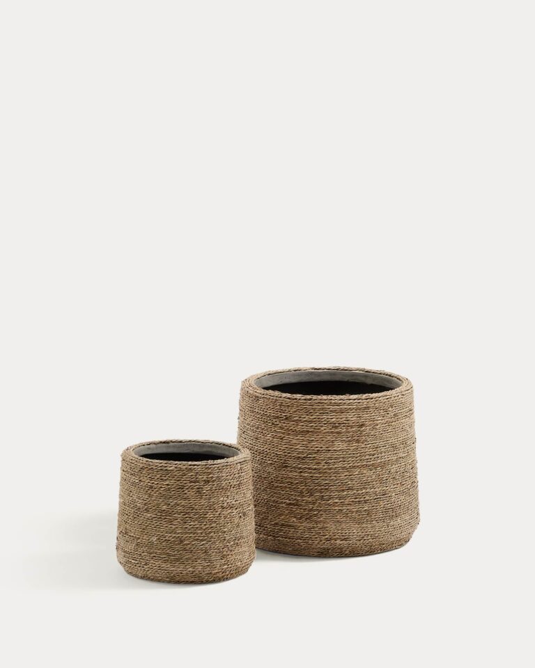 Set Sigal de 2 maceteros de cemento con acabado natural Ø 24 cm / Ø 31 cm