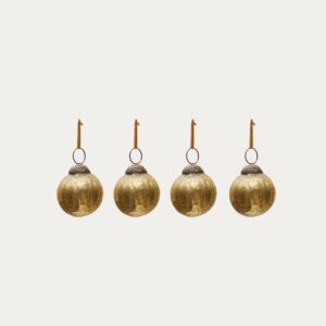 Set Elur de 4 bolas colgantes decorativas de vidrio reciclado dorado Ø 6 cm
