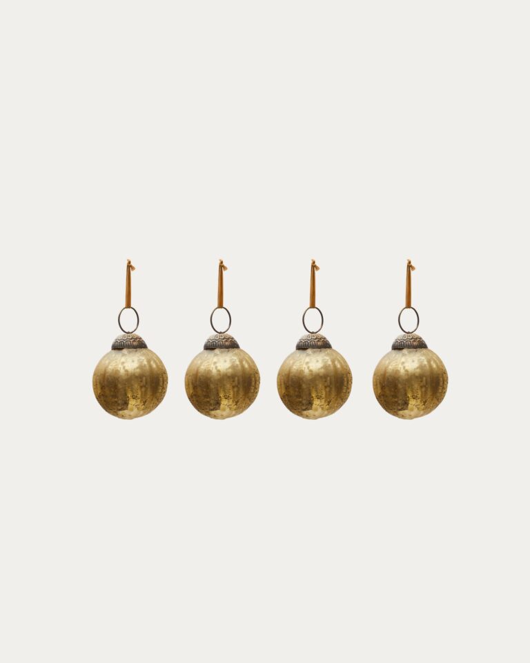 Set Elur de 4 bolas colgantes decorativas de vidrio reciclado dorado Ø 6 cm