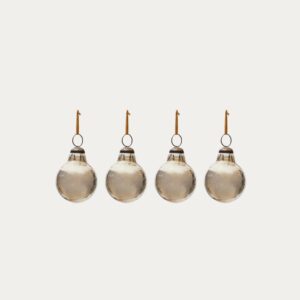 Set Piril de 4 bolas colgantes decorativas de vidrio reciclado marrón Ø 6 cm