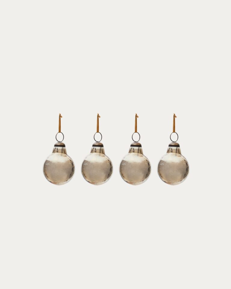 Set Piril de 4 bolas colgantes decorativas de vidrio reciclado marrón Ø 6 cm
