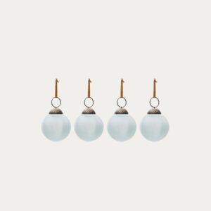 Set Talve de 4 bolas colgantes decorativas de vidrio reciclado blanco Ø 6 cm