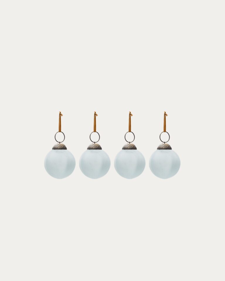 Set Talve de 4 bolas colgantes decorativas de vidrio reciclado blanco Ø 6 cm
